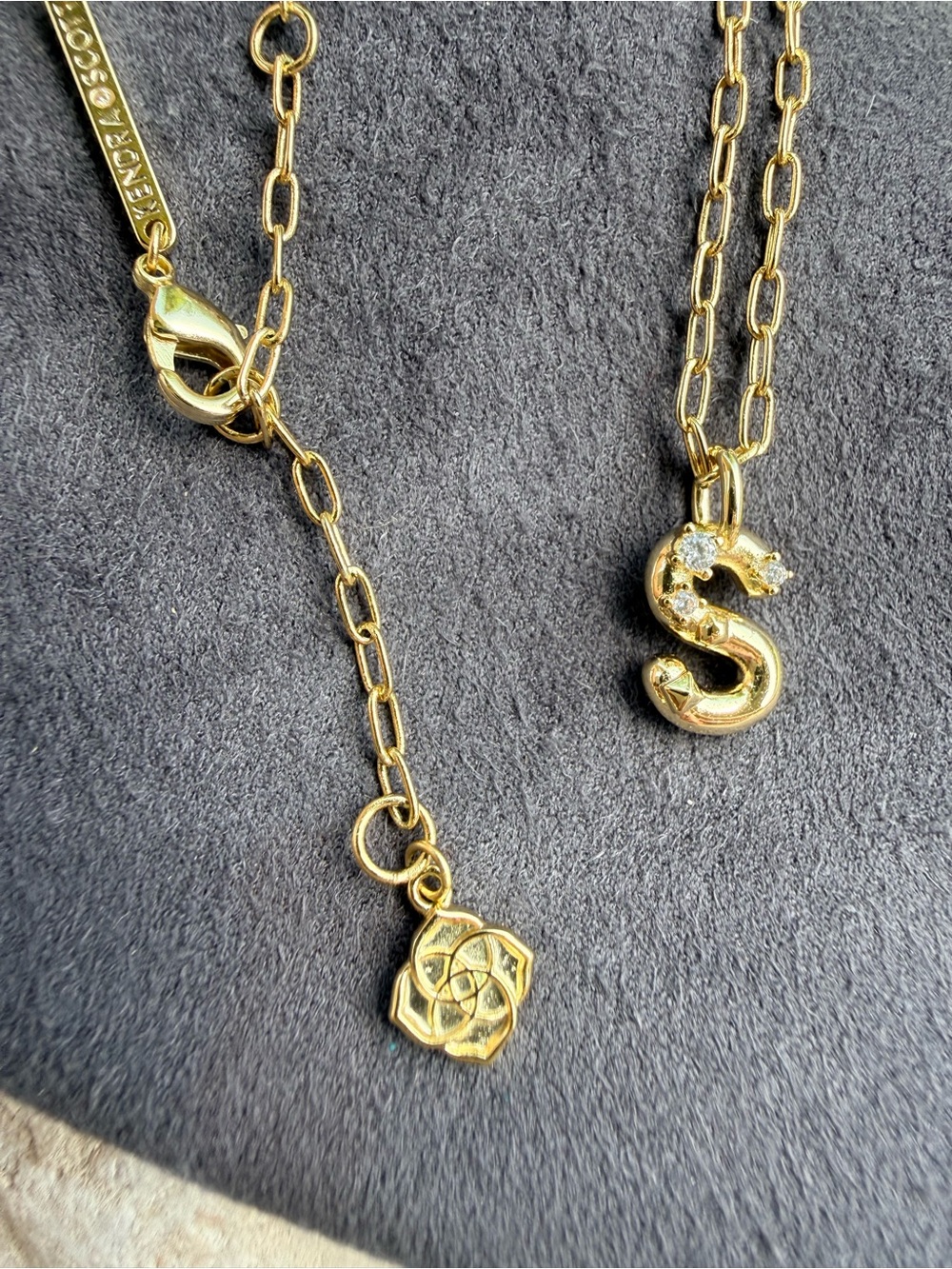 Kendra Scott Gold 'S' Initial Pendant Necklace with Crystal Accent - Picture 6 of 6